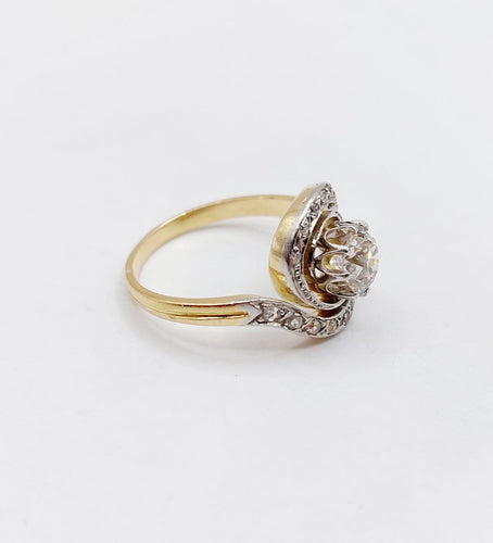 54.5 Bague tourbillon en or 18k, platine et diamants 58 Facettes A07612