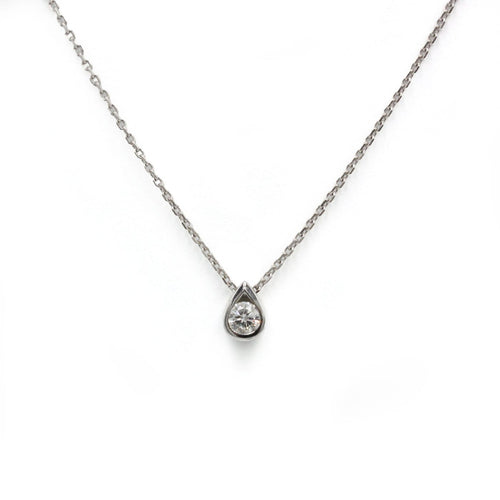 Collier pendentif goutte en or blanc et diamant 58 Facettes 260182R