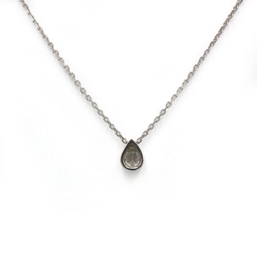 Collier pendentif goutte en or blanc et diamant 58 Facettes 260182R