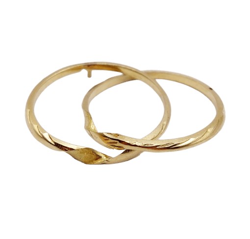 54 Alliance gimmel victorienne non gravée en or 18k 58 Facettes A07614