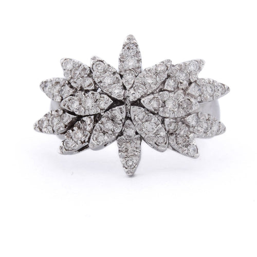 54 Bague florale en or blanc 18 kt et diamants 58 Facettes AN697 '(0769)