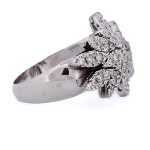 54 Bague florale en or blanc 18 kt et diamants 58 Facettes AN697 '(0769)