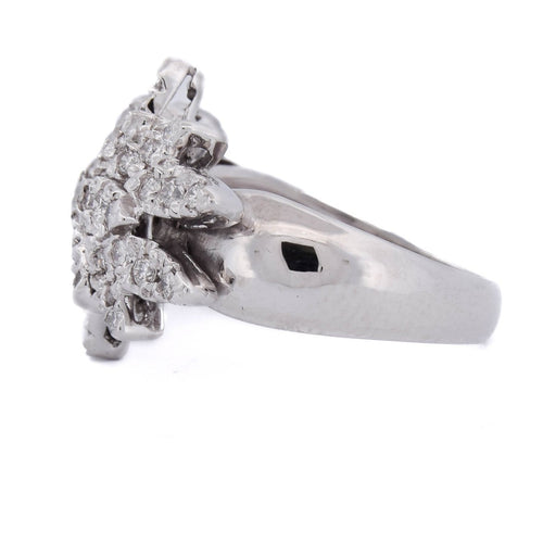 54 Bague florale en or blanc 18 kt et diamants 58 Facettes AN697 '(0769)