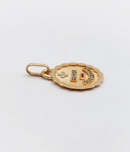 Augis - Pendentif médaille d’amour en or rose 18k et rubis 58 Facettes A07615