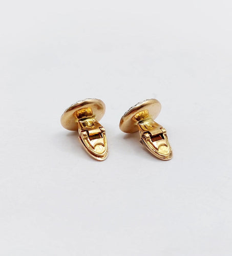 Boutons de col Art déco en or 18k, platine, nacre et diamant 58 Facettes A07621