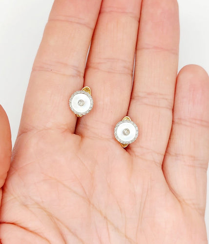 Boutons de col Art déco en or 18k, platine, nacre et diamant 58 Facettes A07621