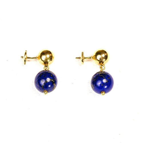 Boucles d'oreilles pendantes en or jaune et lapis-lazuli 58 Facettes LMB-385