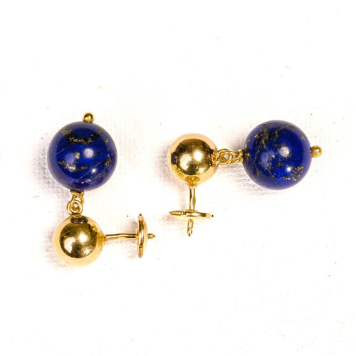 Boucles d'oreilles pendantes en or jaune et lapis-lazuli 58 Facettes LMB-385