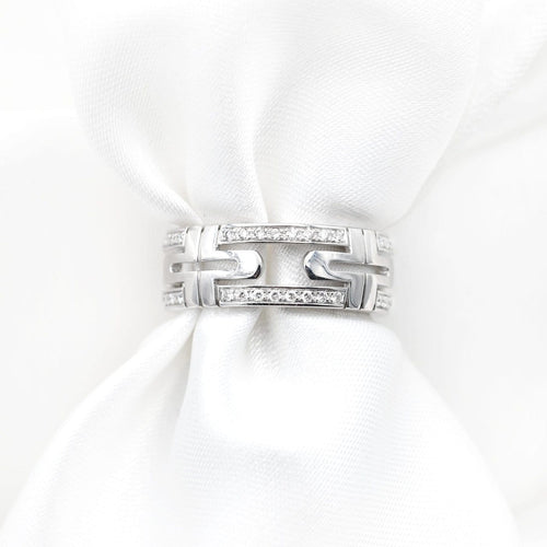 55 Bulgari Parentesi - Bague en or blanc et diamants 58 Facettes 636B26_M