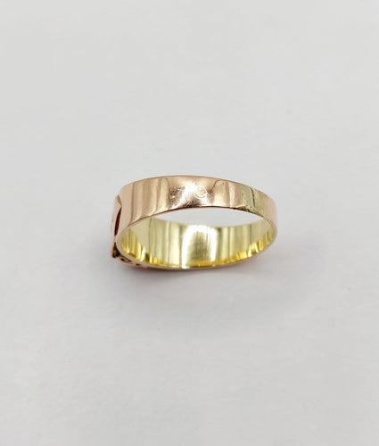 54.5 Bague jonc bombé antique en or 14k et diamant taille rose 58 Facettes A07625