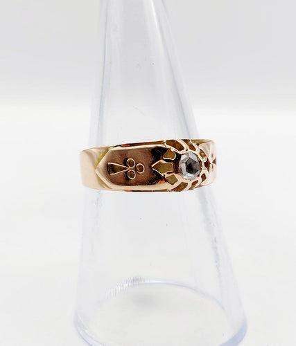 54.5 Bague jonc bombé antique en or 14k et diamant taille rose 58 Facettes A07625