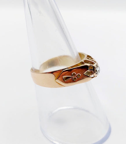 54.5 Bague jonc bombé antique en or 14k et diamant taille rose 58 Facettes A07625