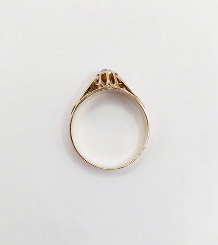 54.5 Bague jonc bombé antique en or 14k et diamant taille rose 58 Facettes A07625