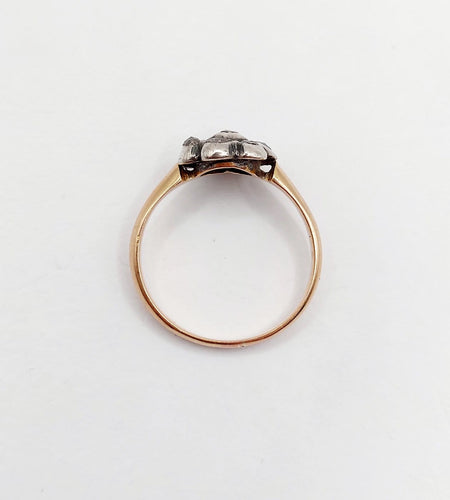 60 Victorienne - Bague marguerite en or rose 18k, argent et diamants 58 Facettes A07628