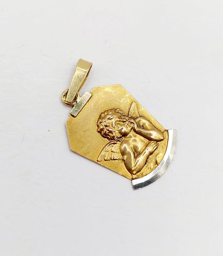 Médaille Art déco - Pendentif angelot en or 18k 58 Facettes A07629