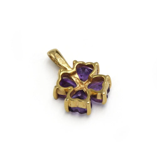 Pendentif Trèfle - Pendentif en or jaune et améthystes 58 Facettes 260183R