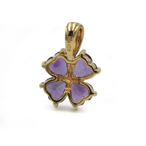 Pendentif Trèfle - Pendentif en or jaune et améthystes 58 Facettes 260183R