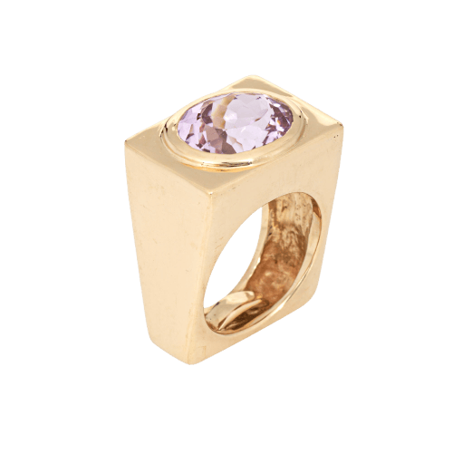 Bague Bague carrée kunzite vintage années 1970 en or jaune 14 carats 58 Facettes G13895
