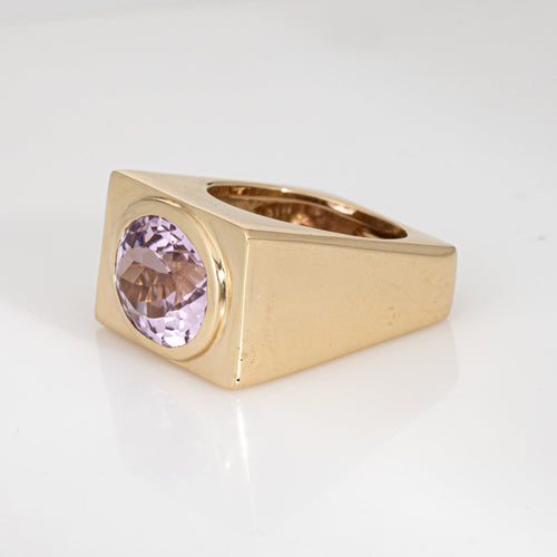 Bague Bague carrée kunzite vintage années 1970 en or jaune 14 carats 58 Facettes G13895