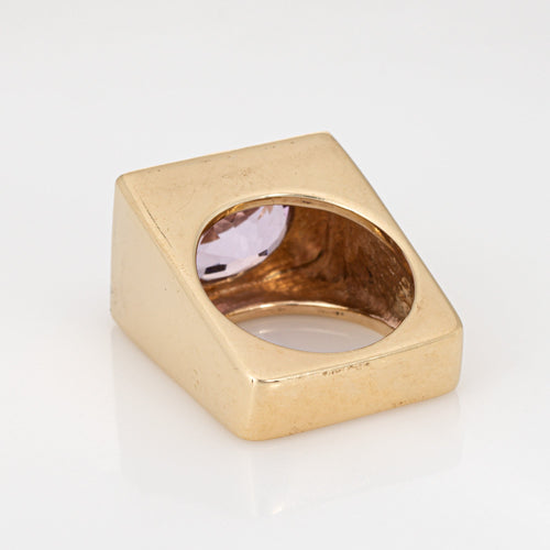 Bague Bague carrée kunzite vintage années 1970 en or jaune 14 carats 58 Facettes G13895
