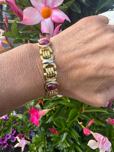 Bracelet vintage en or 750 et rubis 58 Facettes Bracelet