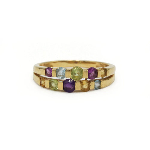 55 Bague en or jaune et pierres de couleur 58 Facettes 260184R