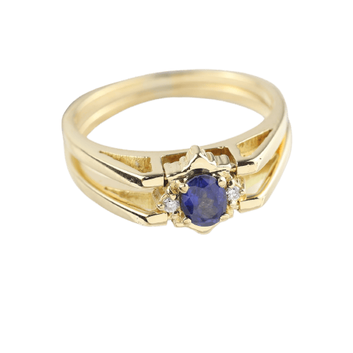 50 Bague réversible en or jaune 18K avec saphir et diamants 58 Facettes SC3