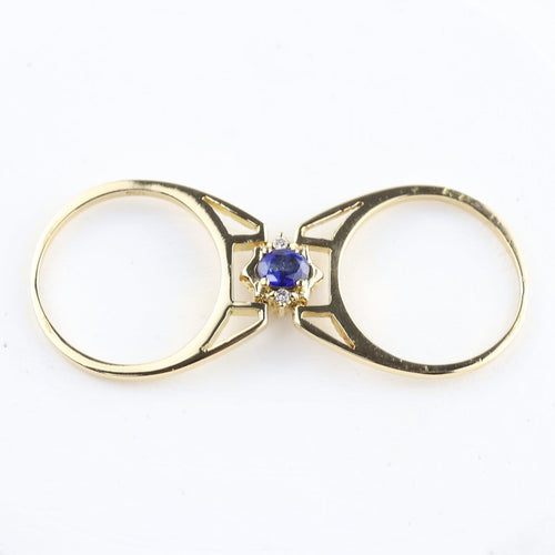 50 Bague réversible en or jaune 18K avec saphir et diamants 58 Facettes SC3