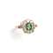 58 Bague marguerite en or rose, platine, émeraude et diamants 58 Facettes LMB-386