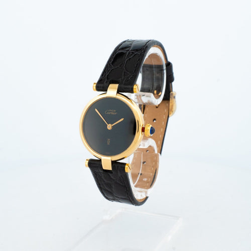 Cartier Must Vendôme - Montre SM en vermeil à cadran noir 58 Facettes 567
