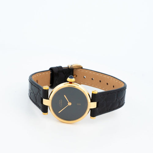 Cartier Must Vendôme - Montre SM en vermeil à cadran noir 58 Facettes 567