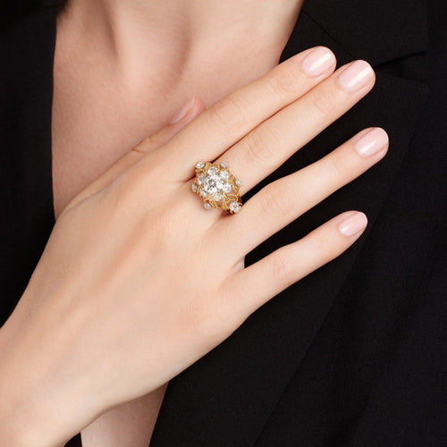 Bague 55 Boucheron - Bague cocktail en or jaune, platine et diamants 58 Facettes 255
