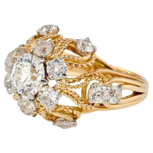 Bague 55 Boucheron - Bague cocktail en or jaune, platine et diamants 58 Facettes 255