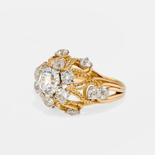 Bague 55 Boucheron - Bague cocktail en or jaune, platine et diamants 58 Facettes 255