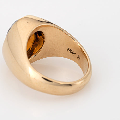 Bague 57 Bague chevalière vintage à citrine Madère 6 ct en or jaune 14k 58 Facettes G13952