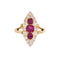 Bague 52 Bague navette victorienne antique en or jaune 18k, rubis de Birmanie et diamants 58 Facettes G13947