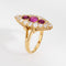 Bague 52 Bague navette victorienne antique en or jaune 18k, rubis de Birmanie et diamants 58 Facettes G13947