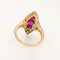 Bague 52 Bague navette victorienne antique en or jaune 18k, rubis de Birmanie et diamants 58 Facettes G13947