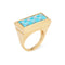 Bague 54 Bague cocktail damier turquoise et nacre en or jaune 18 carats 58 Facettes G13964