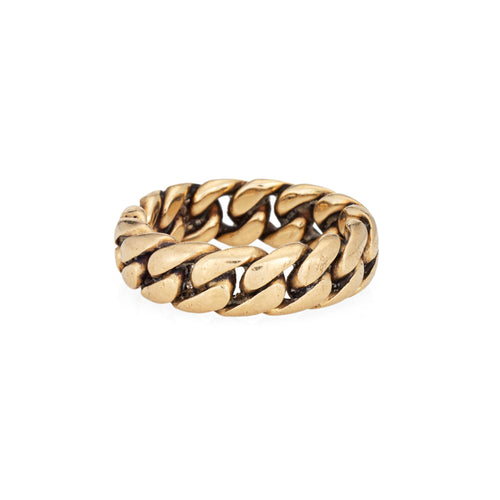Bague 52 Bague maille gourmette cubaine vintage en or jaune 14 carats, 6 mm 58 Facettes G13970