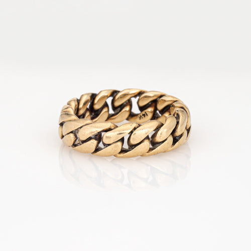 Bague 52 Bague maille gourmette cubaine vintage en or jaune 14 carats, 6 mm 58 Facettes G13970