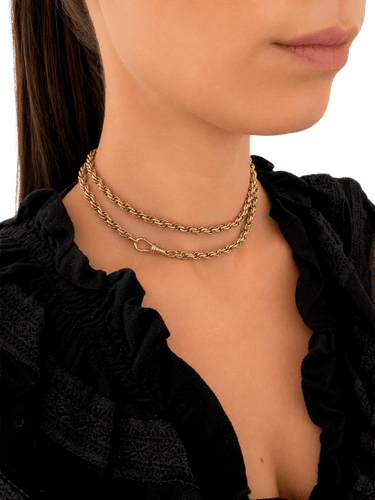 Collier maille jaseron triple diamantée en or jaune 18K 58 Facettes Collier 1