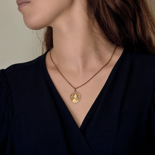 Chaîne et pendentif Vierge en or jaune 18K 58 Facettes 58FC62
