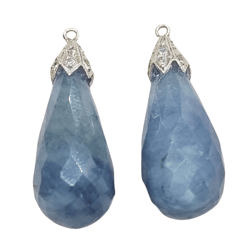 Boucles d'oreilles en or blanc, saphirs et diamants 58 Facettes PE674