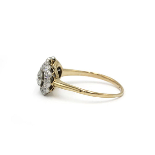 56 Art déco - Bague ancienne en or jaune, platine et diamants 58 Facettes 260190R