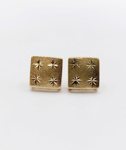Puces d'oreilles vintage en or 18K à étoiles ciselées 58 Facettes A07633