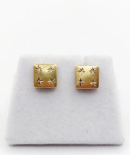 Puces d'oreilles vintage en or 18K à étoiles ciselées 58 Facettes A07633