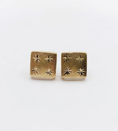 Puces d'oreilles vintage en or 18K à étoiles ciselées 58 Facettes A07633