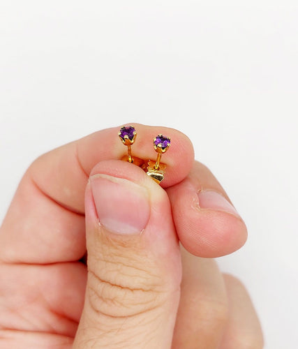 Puces d'oreilles vintage en or 18k et améthystes 58 Facettes A07634