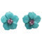 Boucles d'oreilles fleurs en or noir 18k, turquoises et saphirs 58 Facettes TA88PI686